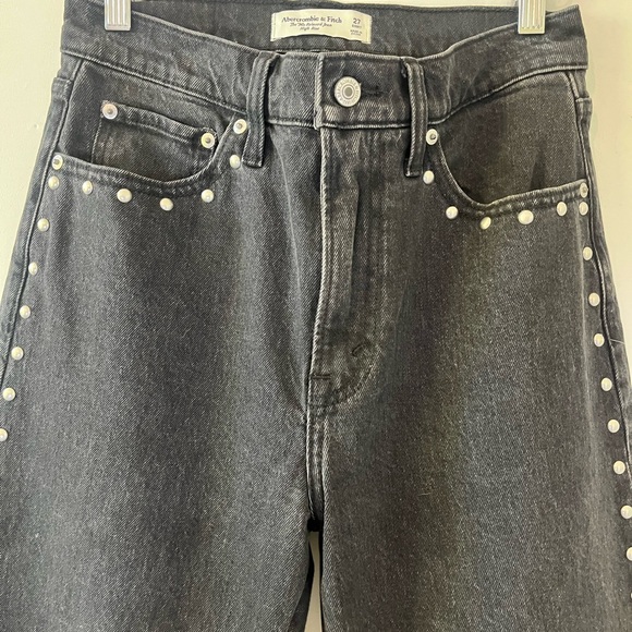 Abercrombie & Fitch Women's Black Jeans with Stud Accents - Picture 1 of 5